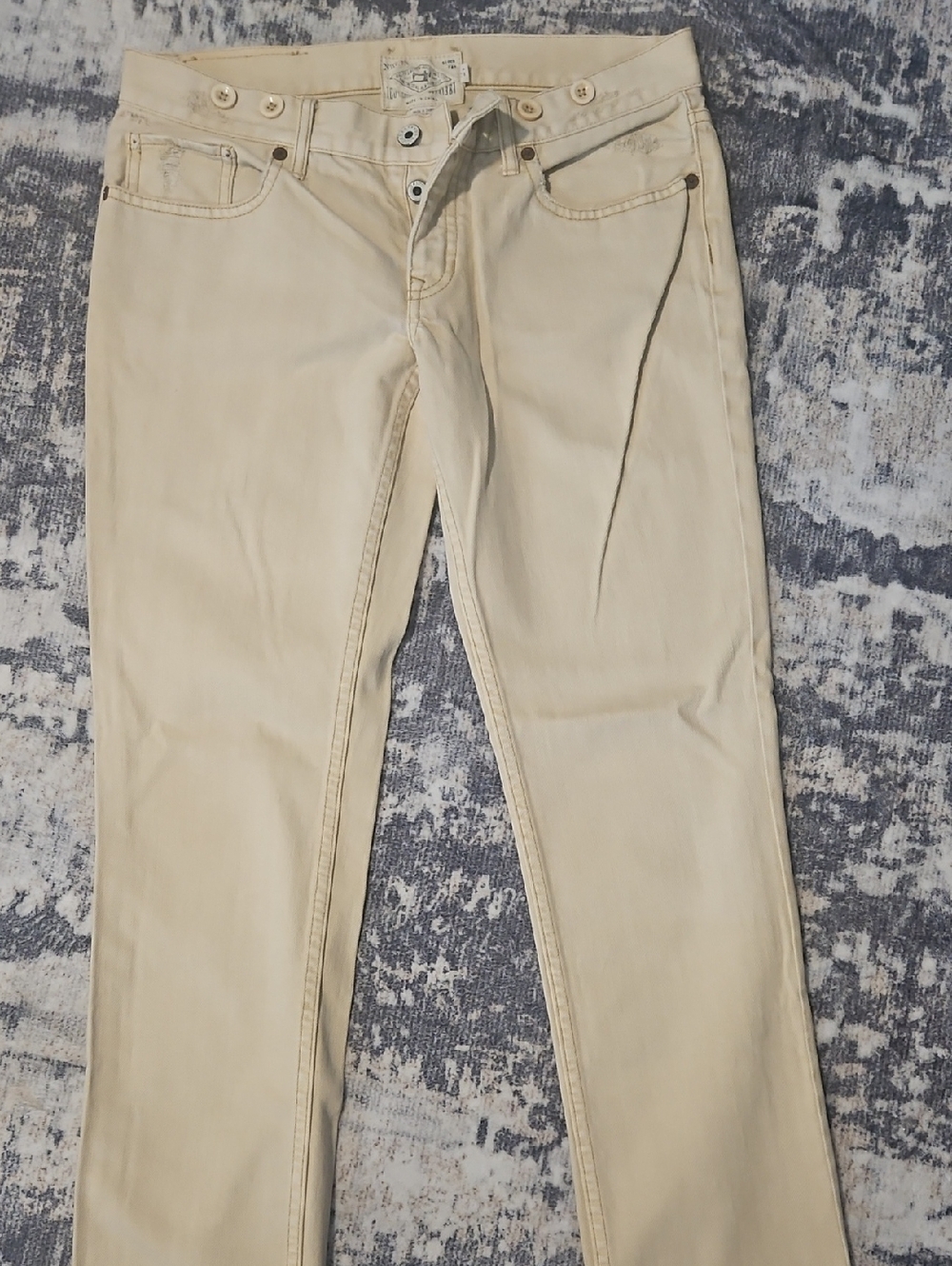 Vintage Ralph Lauren Rugby Beige Slim Tapered Button Fly Jeans, Size 27